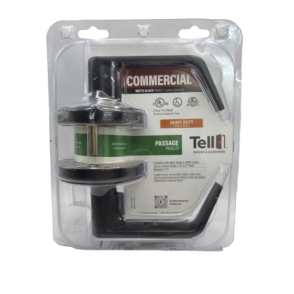 Tell Commercial Passage Door Lever Matte Black LC2675CTL US19 Heavy Duty New